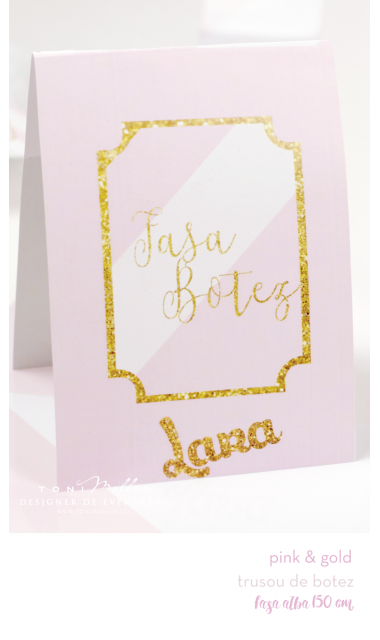 Trusou de botez pentru gemeni sau unisex in roz si verde menta, Gold Mint & Pink  2